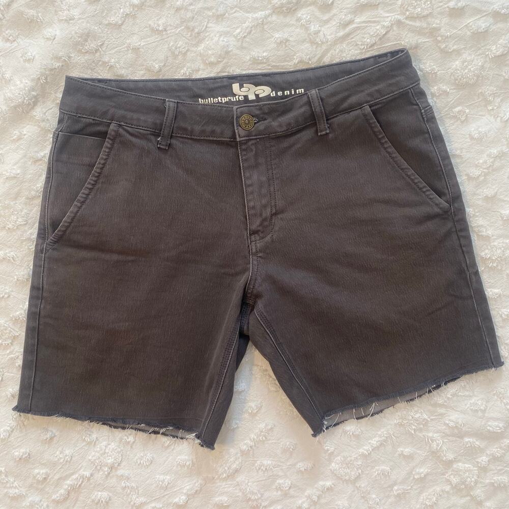 Bulletprufe Denim Cut Off Shorts Mens Size 34 Dark Grey Stretch Casual Outdoor
